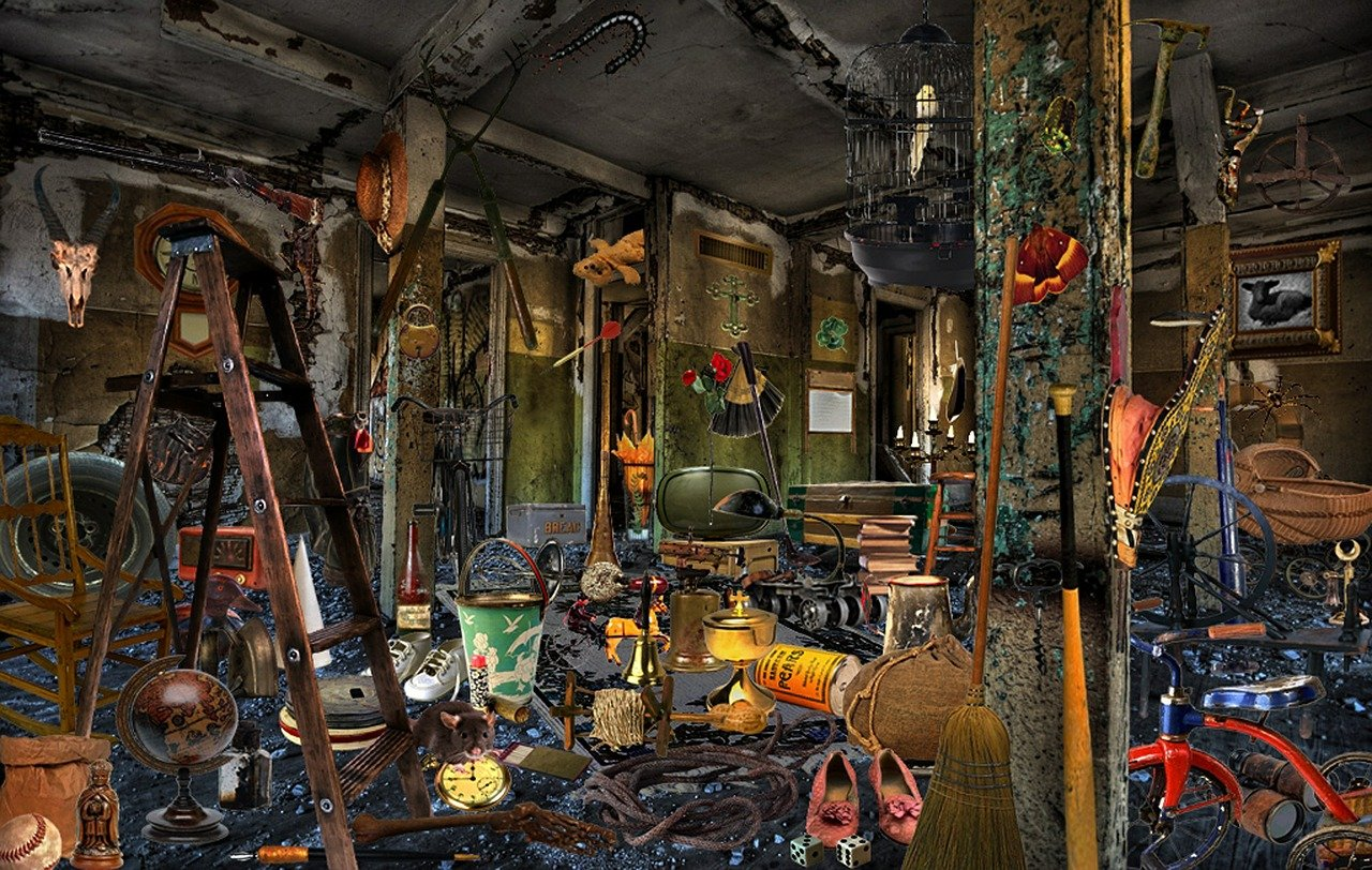 untidy room with stuff everywhere